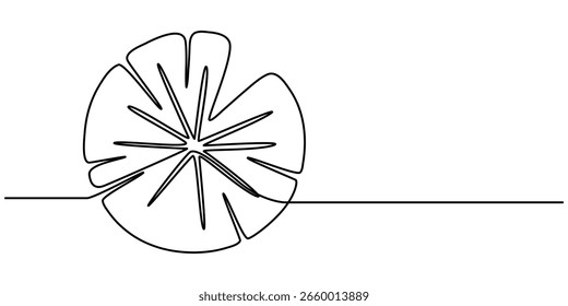  lily pad Symbol durchgehende einzeilige Zeichnung, Umrisszeichnungen von Seerosenpflanzen in Teich, Blattpolster. Lotusblätter im Skizzenstil. Botanische Vektorgrafik einzeln auf weißem Hintergrund.