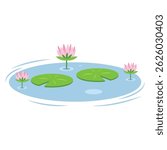 Lily And Lily Pad Icon Vector Design.
