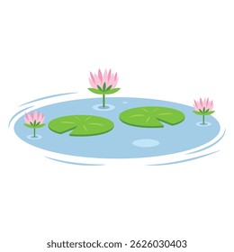 Lily And Lily Pad Icon Vector Design.