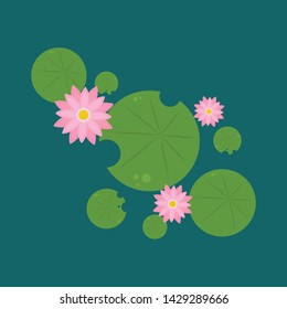 Lily pad and Lotus vector. wallpaper. free space for text. background. poster. lotus flower.