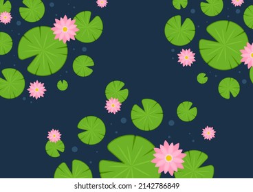 Lily pad and Lotus vector. wallpaper. free space for text. background. poster. lotus flower.