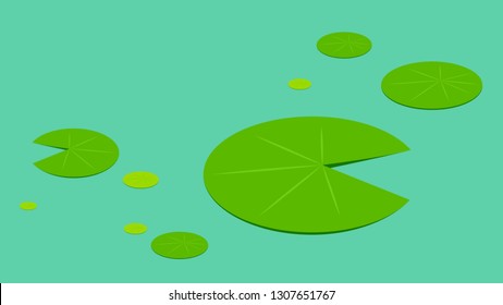 Lily Pad Pattern Vector. Wallpaper. Free Space For Text. Background.