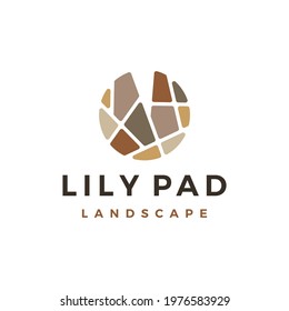 Lily Pad Stone Landscape Landscaping Logo Vector Icon Illustration