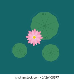 Lily pad vector. Lotus leaf on white background. wallpaper. free space for text. Lotus flower.