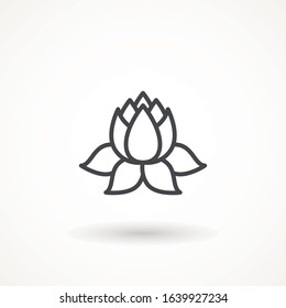 Lily Simple lotus plant line icon Lotus plant outline icon symbol. Spa and wellness theme design element Yoga