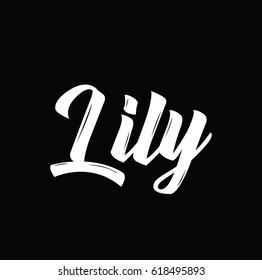 lily, text design. Vector calligraphy. Typography poster. Usable as background.