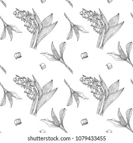 Lily of the Valley - Beautiful drawing by hand. pattern of Botanical graphics. Illustration for poster, packing, design, fabric.