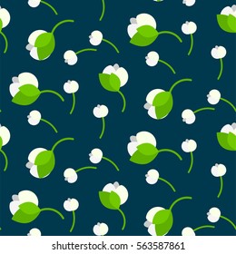 Lily of the valley blue seamless pattern.