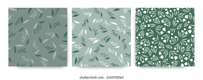 Lily of the Valley. Bud of Convallaria Majalis. Elegant Flower Fabric. Romantic Lily of the Valley. Fresh Petal Invitation. Blossom Texture. Lily of the Valley Seamless Textile Print.