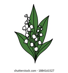 lily of the valley doodle icon, vector illustration