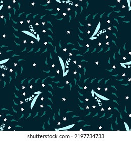 lily of the valley doodle seamless pattern. T-Shirt design. Fashion vector illustration with  doodle seamless pattern.. Illustration for fabric, clother. - Vector.