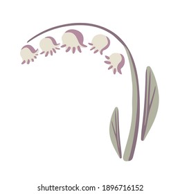 Lilie des Tals flache Vektorgrafik. Frühlingsblume in trendigen Farben. Design-Element einzeln auf weißem Hintergrund.