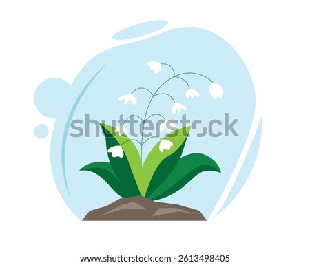 Lily of the Valley Flower Flat Style. Plants and flowers in nature vector