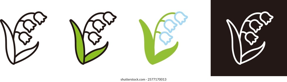 Lily of the valley flower icon. seasonal flowers. Simple illustration material.