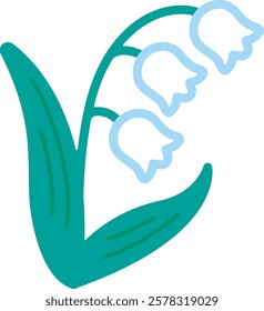 Lily of the valley flower icon. seasonal flowers. Simple illustration material.