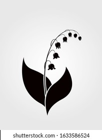 lily of the valley flower isolated vector silhouette. spring floral design element