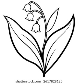 lily of the valley flower line art vector isolated on white background