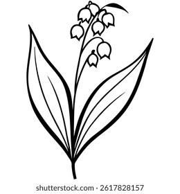 lily of the valley flower line art vector isolated on white background
