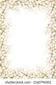 Lily of the valley flowers background frame. Vector card design