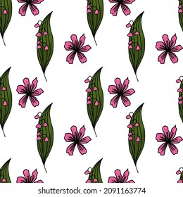 Lily del valle flores sin fisuras. Vector de papel, papel pintado, tela, diseño interior.
