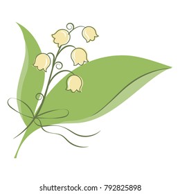 Lily of the valley hand drawn vector illustration can be used for logo design and greeting card
