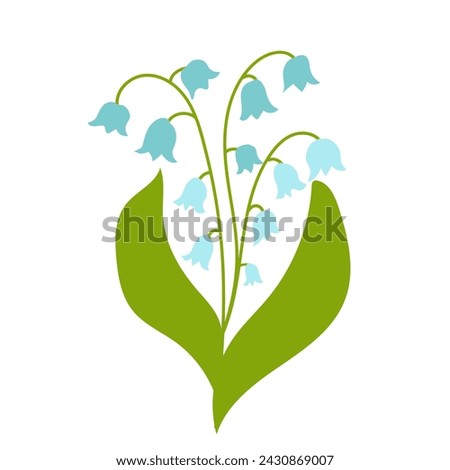 Lily of the valley   isolated on white background. Spring flowers.Simple flat style