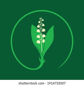 Lily of the valley logo. Isolated lily of the valley on white background