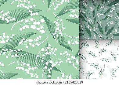 Lily of the Valley Seamless Fabric. Bud of Convallaria Majalis. Spring Blossom Pattern. Fresh Lily of the Valley. Summer Leaf Illustration. Floral Texture. Lily of the Valley.