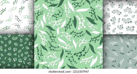 Lily of the Valley Seamless Textile Print. Bud of Convallaria Majalis. Romantic