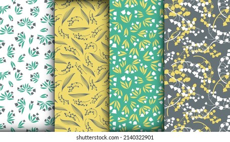 Lily of the Valley Seamless Texture. Bunch of Convallaria Majalis. Summer Floral Pattern. Lily of the Valley. Vintage Leaves Illustration. Blossom Fabric. Romantic Lily of the Valley.