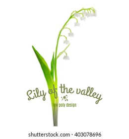 Lily of the Valley, single flower. Low poly vector image isolated on white background. File has been saved as Eps10.