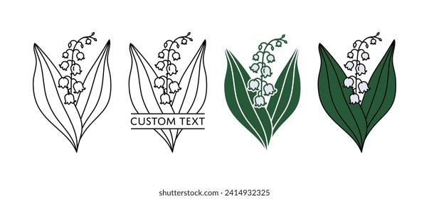 Lily Of The Valley Split Name Frame May Birth Month Flower Outline Silhouette