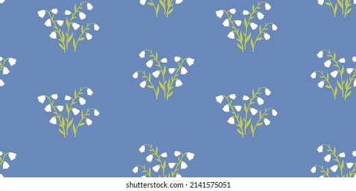 Lily in the valley. Spring vector seamless pattern