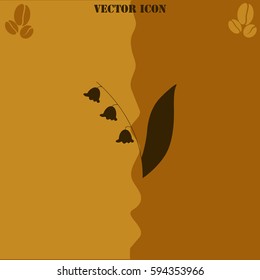 Lily of the valley vector  icon. Coffee symbol background.