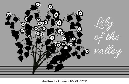 Lily of the Valley. Vector Illustration with Spring Flowers. Beautiful Template with Convallaria Flowers. May Lily in Hipster Style for Spring Design, Card, Greeting, Invitation, Wedding, Poster.