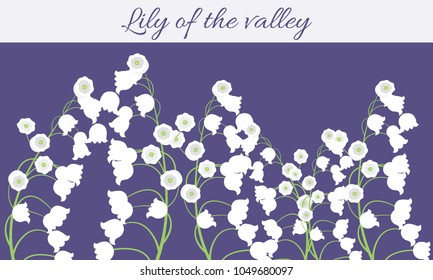 Lily of the Valley. Vector Illustration with Spring Flowers. Beautiful Template with Convallaria Flowers. May Lily in Hipster Style for Spring Design, Card, Greeting, Invitation, Wedding, Poster.