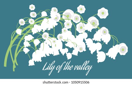 Lily of the Valley. Vector Illustration with Spring Flowers in Pastel Color Design. Template with Convallaria Flowers. May Lily in Hipster Style for Spring Design, Card, Greeting, Wedding, Poster.