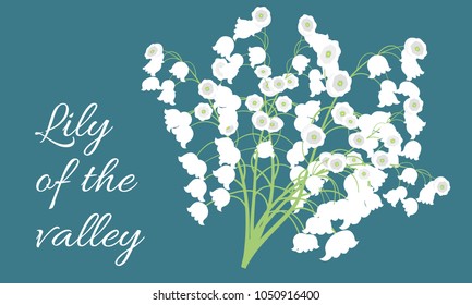 Lily of the Valley. Vector Illustration with Spring Flowers in Pastel Color Design. Template with Convallaria Flowers. May Lily in Hipster Style for Spring Design, Card, Greeting, Wedding, Poster.