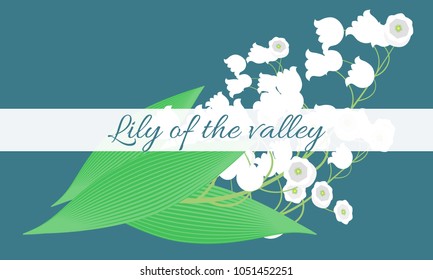 Lily of the Valley. Vector Illustration with Spring Flowers in Pastel Color Design. Template with Convallaria Flowers. May Lily in Hipster Style for Spring Design, Card, Greeting, Wedding, Poster.