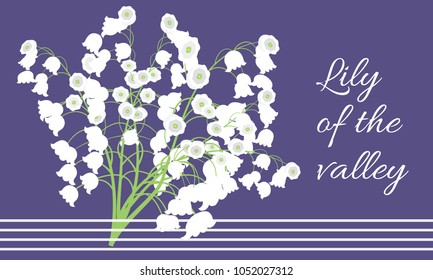 Lily of the Valley. Vector Illustration with Spring Flowers. Beautiful Template with Convallaria Flowers. May Lily in Hipster Style for Spring Design, Card, Greeting, Invitation, Wedding, Poster.