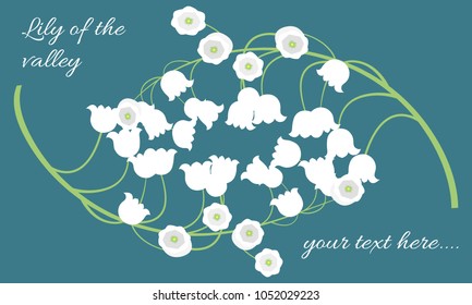 Lily of the Valley. Vector Illustration with Spring Flowers in Pastel Color Design. Template with Convallaria Flowers. May Lily in Hipster Style for Spring Design, Card, Greeting, Wedding, Poster.