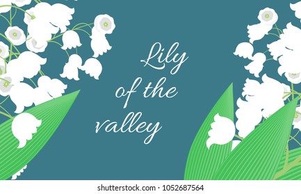 Lily of the Valley. Vector Illustration with Spring Flowers in Pastel Color Design. Template with Convallaria Flowers. May Lily in Hipster Style for Spring Design, Card, Greeting, Wedding, Poster.