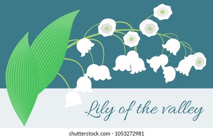 Lily of the Valley. Vector Illustration with Spring Flowers in Pastel Color Design. Template with Convallaria Flowers. May Lily in Hipster Style for Spring Design, Card, Greeting, Wedding, Poster.