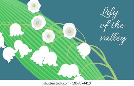 Lily of the Valley. Vector Illustration with Spring Flowers in Pastel Color Design. Template with Convallaria Flowers. May Lily in Hipster Style for Spring Design, Card, Greeting, Wedding, Poster.