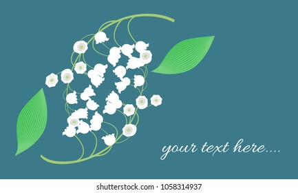 Lily of the Valley. Vector Illustration with Spring Flowers in Pastel Color Design. Template with Convallaria Flowers. May Lily in Hipster Style for Spring Design, Card, Greeting, Wedding, Poster.