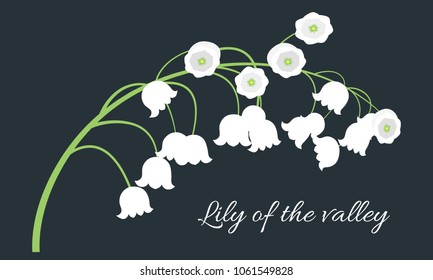 Lily of the Valley. Vector Illustration with Spring Flowers. Beautiful Template with Convallaria Flowers. May Lily in Hipster Style for Spring Design, Card, Greeting, Invitation, Wedding, Poster.