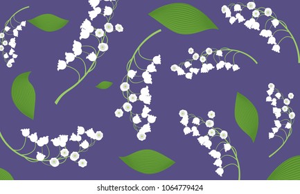 Lily of the Valley. Vector Illustration with Spring Flowers. Beautiful Template with Convallaria Flowers. May Lily in Hipster Style for Spring Design, Card, Greeting, Invitation, Wedding, Poster.