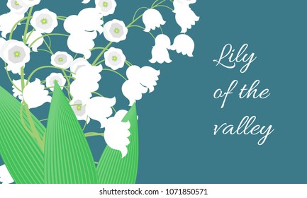 Lily of the Valley. Vector Illustration with Spring Flowers in Pastel Color Design. Template with Convallaria Flowers. May Lily in Hipster Style for Spring Design, Card, Greeting, Wedding, Poster.