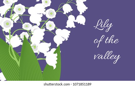 Lily of the Valley. Vector Illustration with Spring Flowers. Beautiful Template with Convallaria Flowers. May Lily in Hipster Style for Spring Design, Card, Greeting, Invitation, Wedding, Poster.