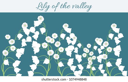 Lily of the Valley. Vector Illustration with Spring Flowers in Pastel Color Design. Template with Convallaria Flowers. May Lily in Hipster Style for Spring Design, Card, Greeting, Wedding, Poster.